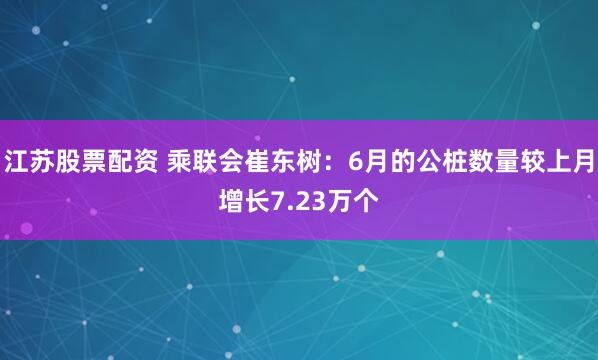 江苏股票配资 乘联会崔东树：6月的公桩数量较上月增长7.23万个